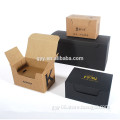 Simple Raw Brown and Black Craft Paper Box, Kraft Packaging Box with Logo Gold Foil Stamping